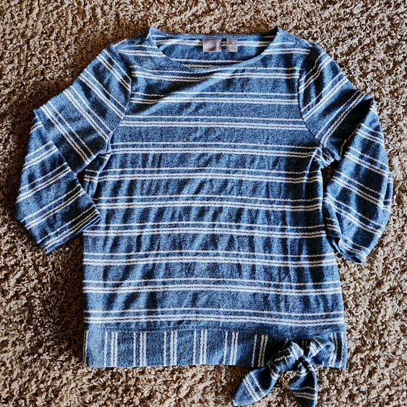 Chico's Tops - Chico's womans size 1 blue and white stripe casual shirt